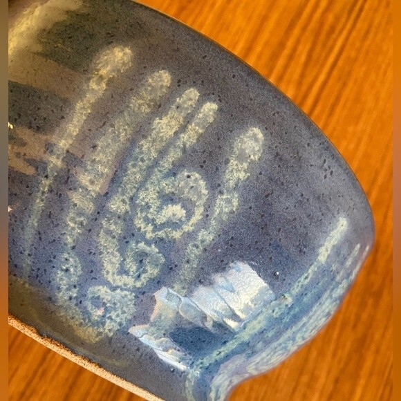 Large Blue Glazed Salad Bowl Pottery - Picture 6 of 15